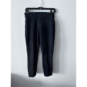 Spanx Pants Pull On Black Ankle  Split Hem Back Seam Size Small Petite High Rise